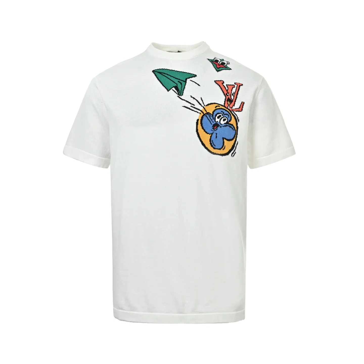 Louis Vuitton/Louis Vuitton aircraft jacquard round neck knitted short sleeves